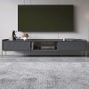 GRADE A1 - Dark Grey and Gold Curved TV Unit - TVs up to 70 inches - Olis