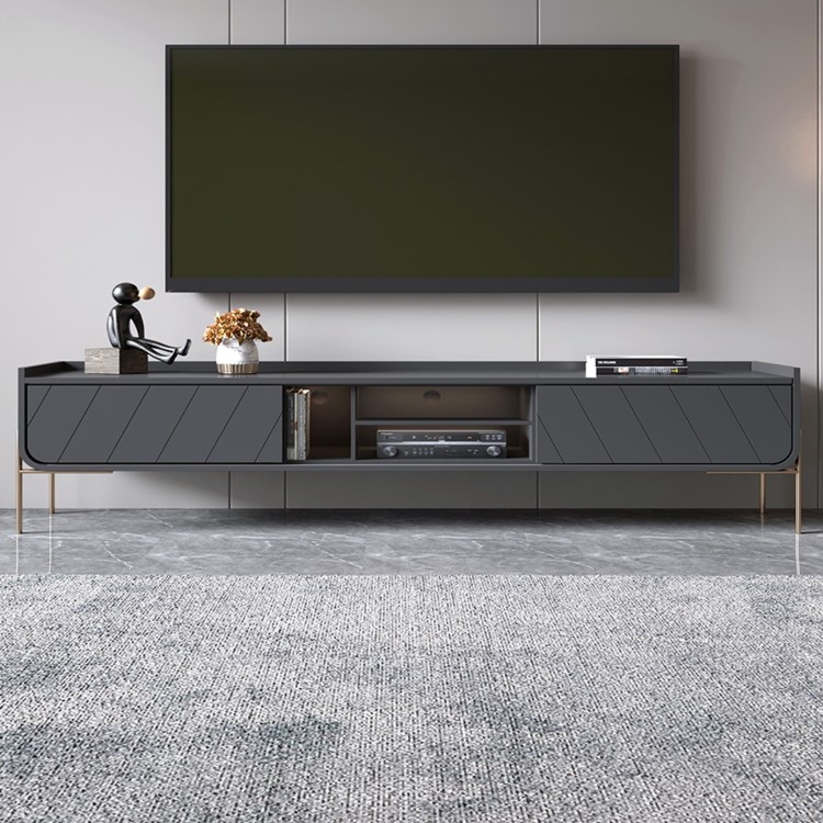 Wide Grey TV Stand with Storage - TV's up to 70" - Olis