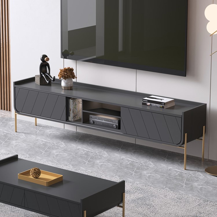 Wide Grey TV Stand with Storage - TV's up to 70" - Olis