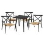 Metal Garden Table & Chairs Patio Set in Black