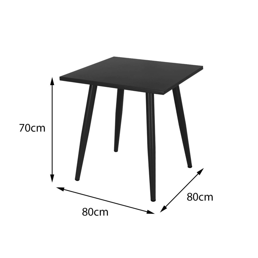 Metal Garden Table & Chairs Patio Set in Black