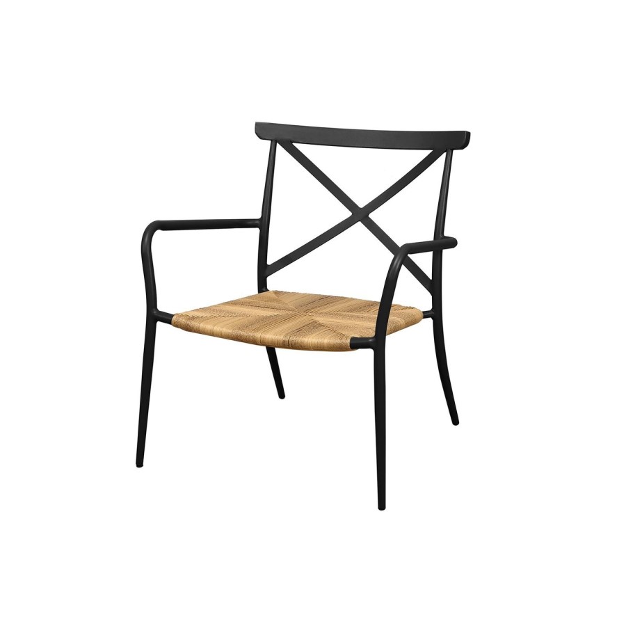 Metal Garden Table & Chairs Patio Set in Black
