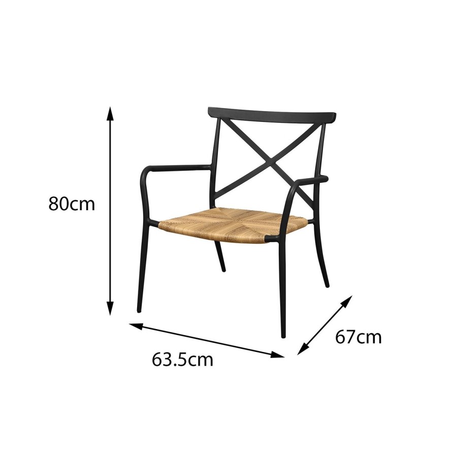 Metal Garden Table & Chairs Patio Set in Black