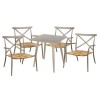 Oseasons Milos Metal Garden Table &amp; Chairs Patio Set in Taupe