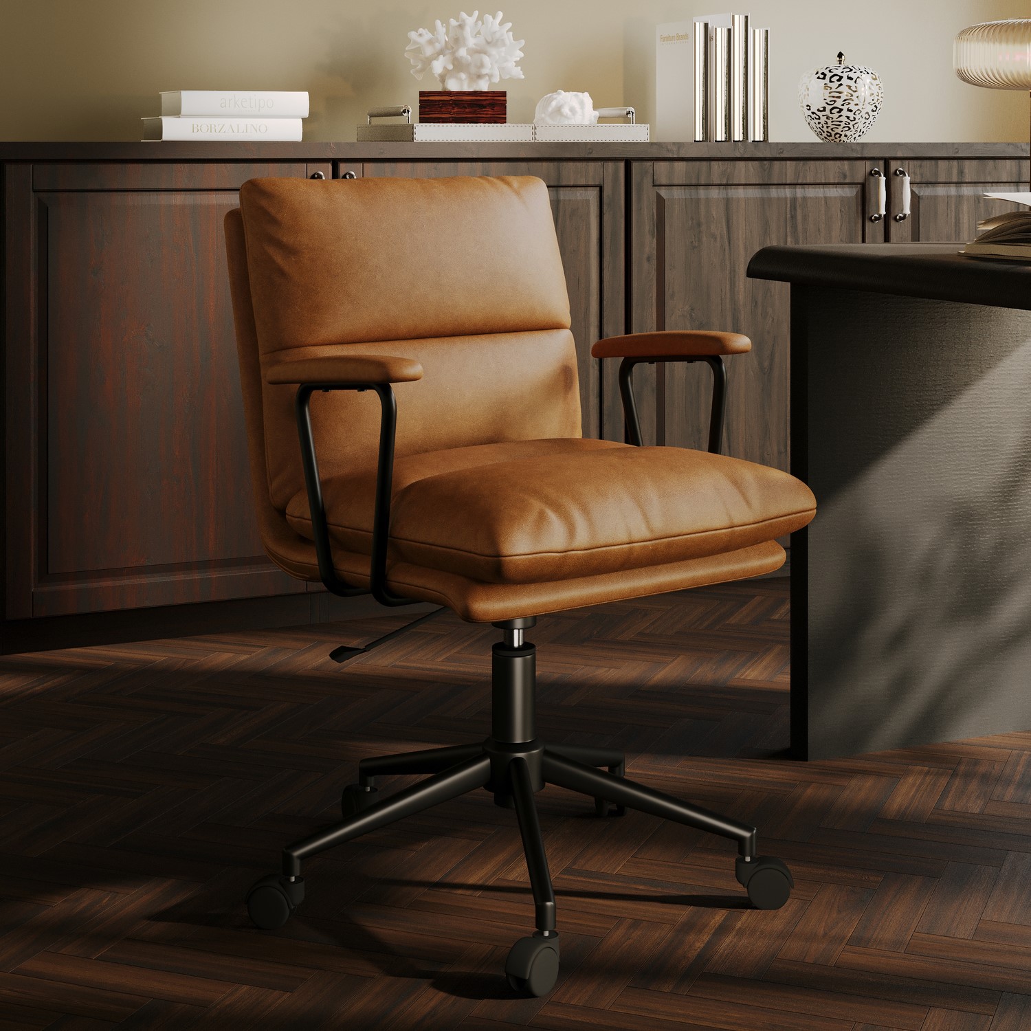 Faux Leather Swivel Office Chair