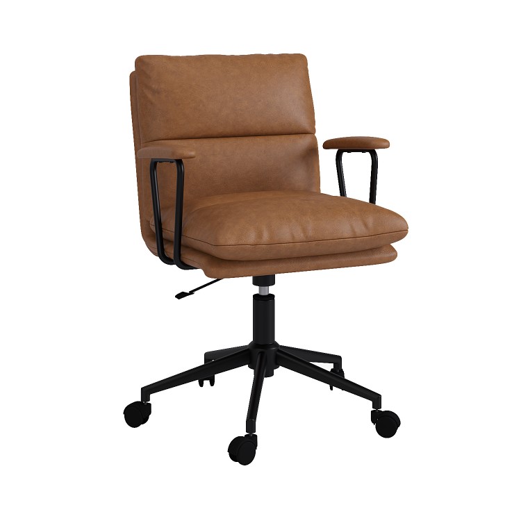 Tan Faux Leather Swivel Office Chair - Otis