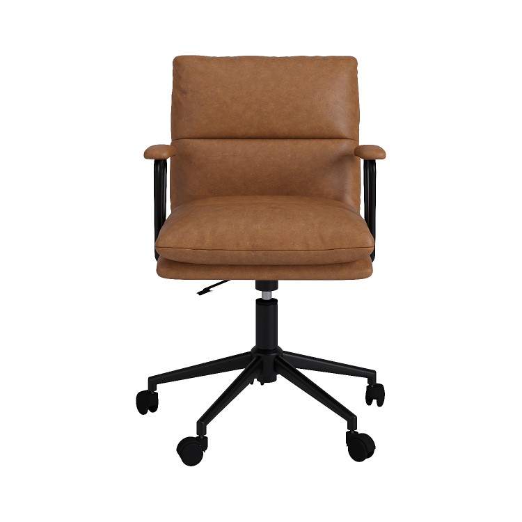 Tan Faux Leather Swivel Office Chair - Otis