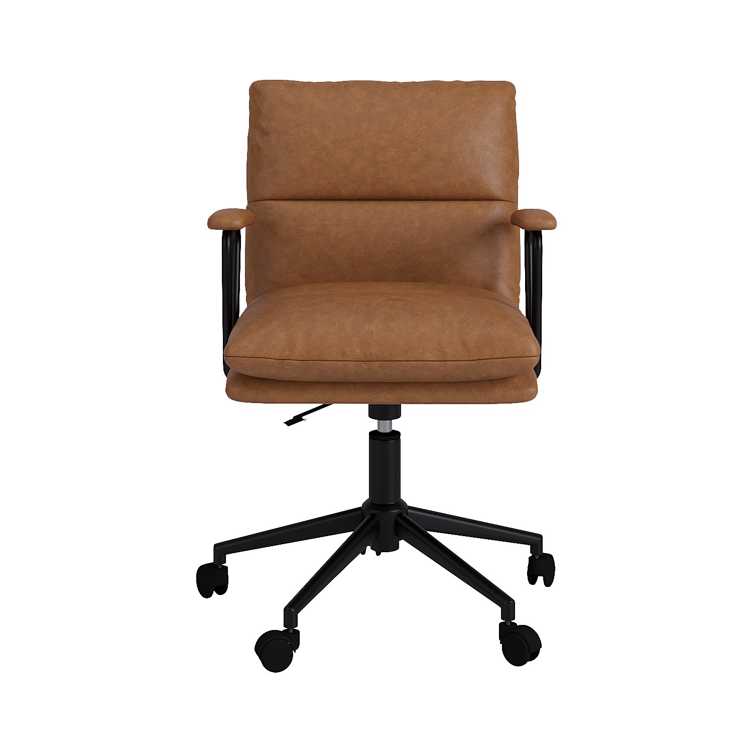 Tan Faux Leather Swivel Office Chair - Otis - Furniture123