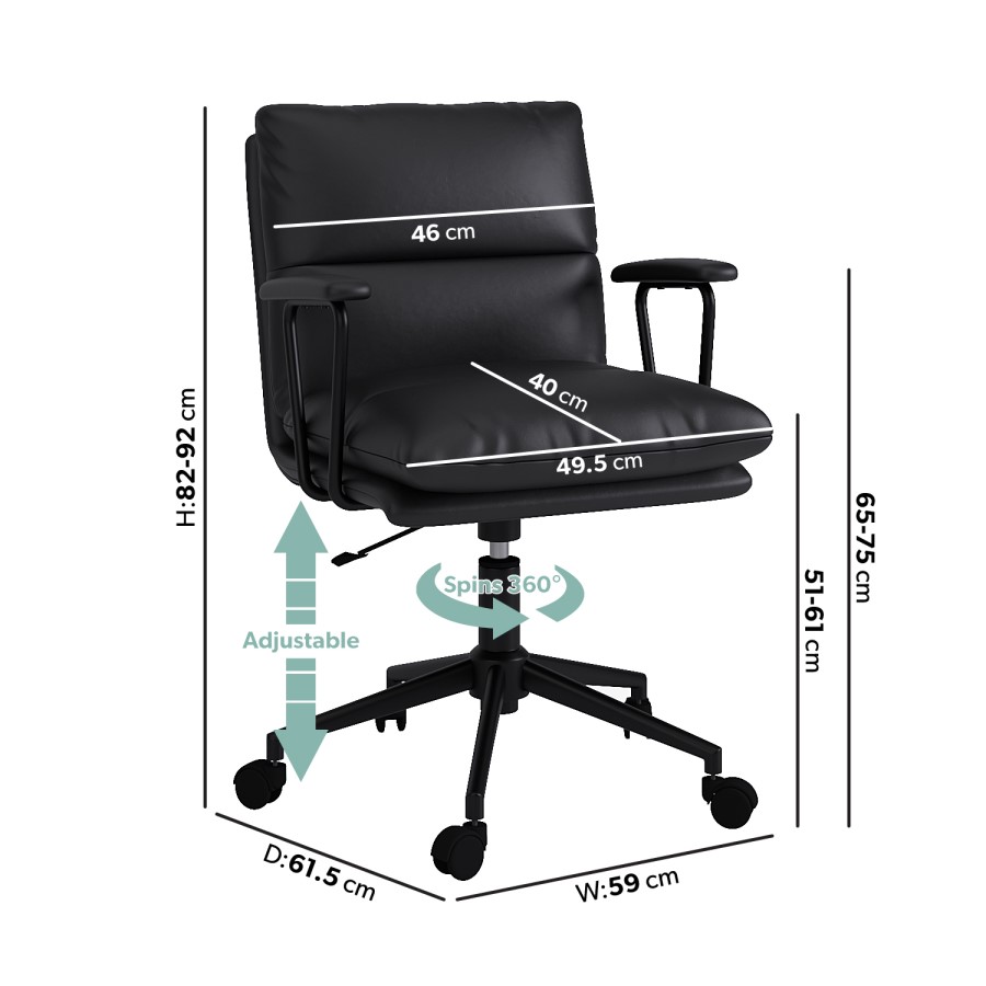 ALMOST PERFECT - Black Faux Leather Swivel Office Chair - Otis