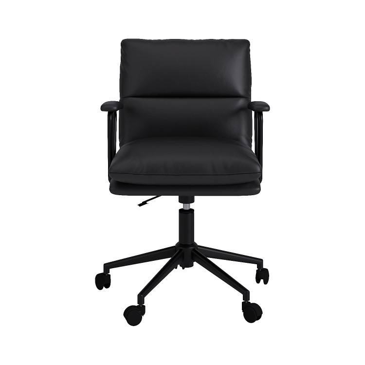 Black Faux Leather Swivel Office Chair - Otis