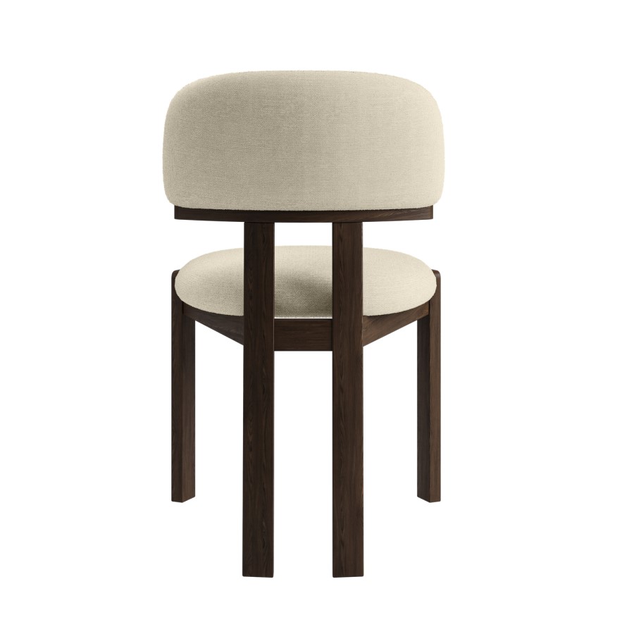 Rectangular Walnut Dining Table Set with 4 Cream Upholstered Chairs - Seats 4 - Noor