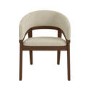 Set of 2 Walnut & Beige Upholstered Curved Dining Chairs - Owen