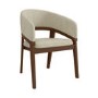 Set of 2 Walnut & Beige Upholstered Curved Dining Chairs - Owen