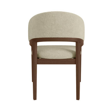 ONLY OPENED - Set of 2 Walnut and Beige Upholstered Curved Dining Chairs - Owen