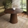 Round Walnut Pedestal Dining Table - Seats 4 - Owen