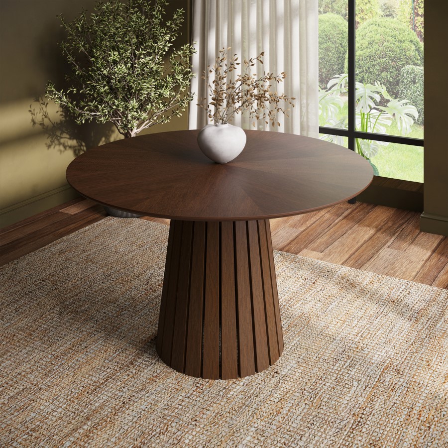 Round Walnut Pedestal Dining Table - Seats 4 - Owen
