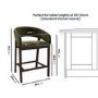 ALMOST PERFECT - Walnut & Olive Green Velvet Curved Kitchen Stool with Back - Owen