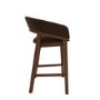 Walnut & Chocolate Brown Velvet Curved Kitchen Stool with Back - Owen