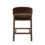 Walnut & Chocolate Brown Velvet Curved Kitchen Stool with Back - Owen