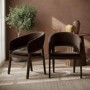 Set of 2 Walnut & Brown Velvet Curved Dining Chairs - Owen