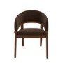 Set of 4 Walnut & Brown Velvet Curved Dining Chairs - Owen