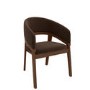 Set of 4 Walnut & Brown Velvet Curved Dining Chairs - Owen