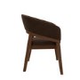 Set of 4 Walnut & Brown Velvet Curved Dining Chairs - Owen