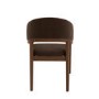 Set of 4 Walnut & Brown Velvet Curved Dining Chairs - Owen
