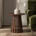 Round Walnut Pedestal Side Table - Owen