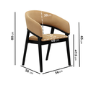Set of 2 Black and Brown Velvet Curved Dining Chairs - Owen