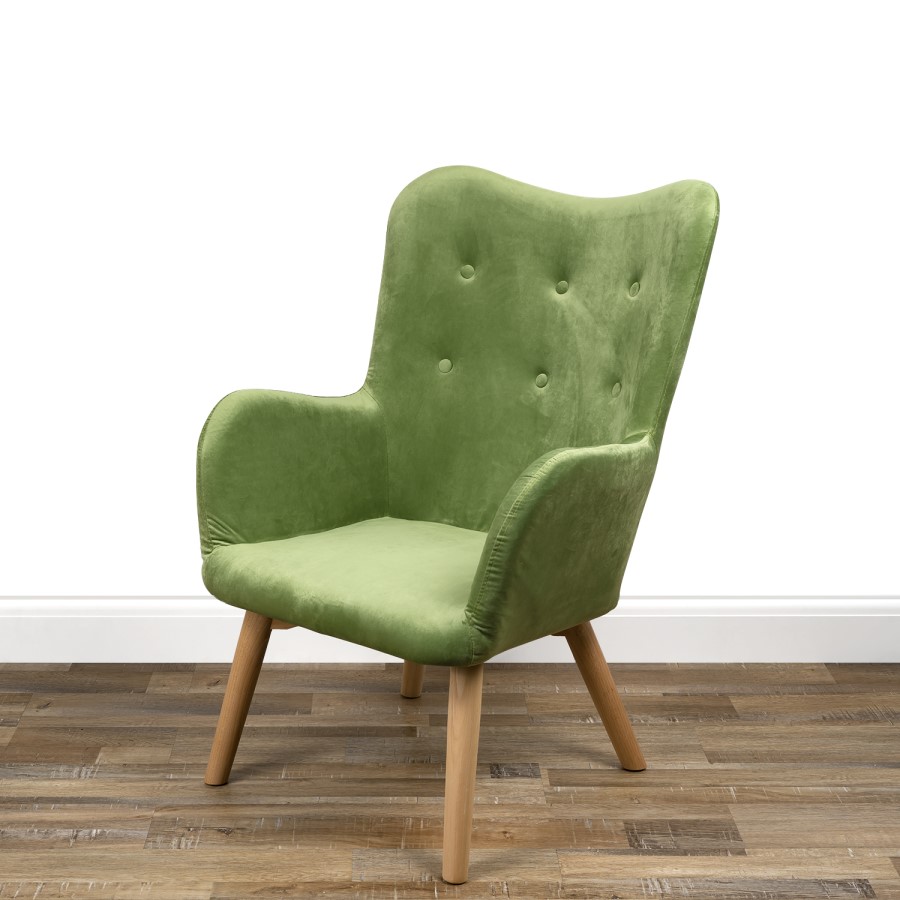 Green Velvet Wingback Chair - Owen