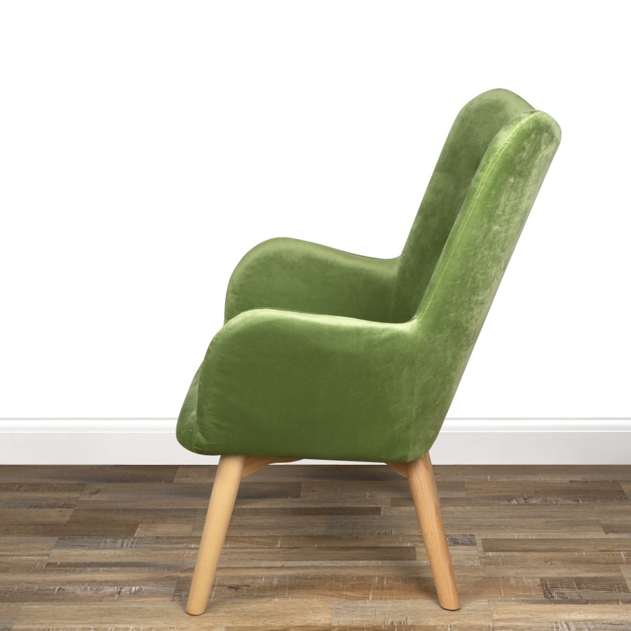 Green Velvet Wingback Chair - Owen