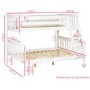 White Wooden Triple Bunk Bed - Single + Small Double - Oxford