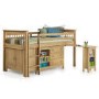 GRADE A1 - Oxford Pine Mid Sleeper Bed with Pull Out Desk - Ladder fixes to either side!
