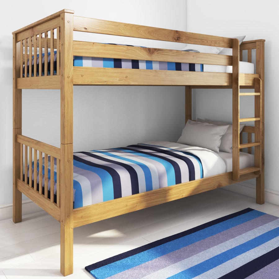 GRADE A1 - Oxford Pine Single Bunk Bed - Ladder fixes to either side!