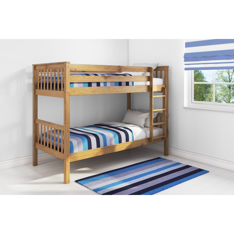 GRADE A1 - Oxford Pine Single Bunk Bed - Ladder fixes to either side!