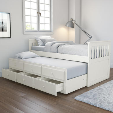 GRADE A1 - Oxford Captains Guest Bed With Storage in Cream