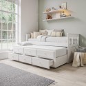 OXF007B Single White Wooden Guest Bed with 3 Drawers and Trundle - Oxford