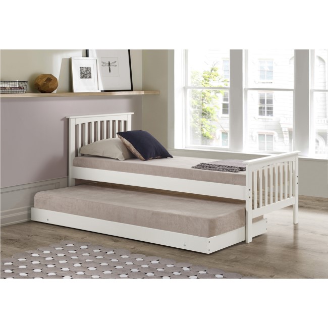Oxford Single Guest Bed in Pure White- Trundle Bed Included
