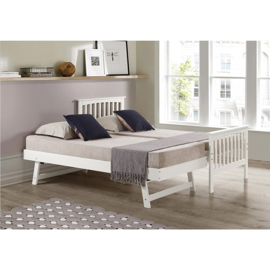 GRADE A1 - Oxford Single Guest Bed in Pure White - Trundle Bed Included