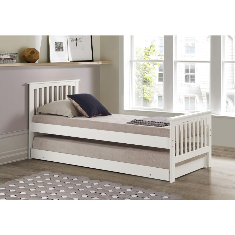 GRADE A1 - Oxford Single Guest Bed in Pure White - Trundle Bed Included