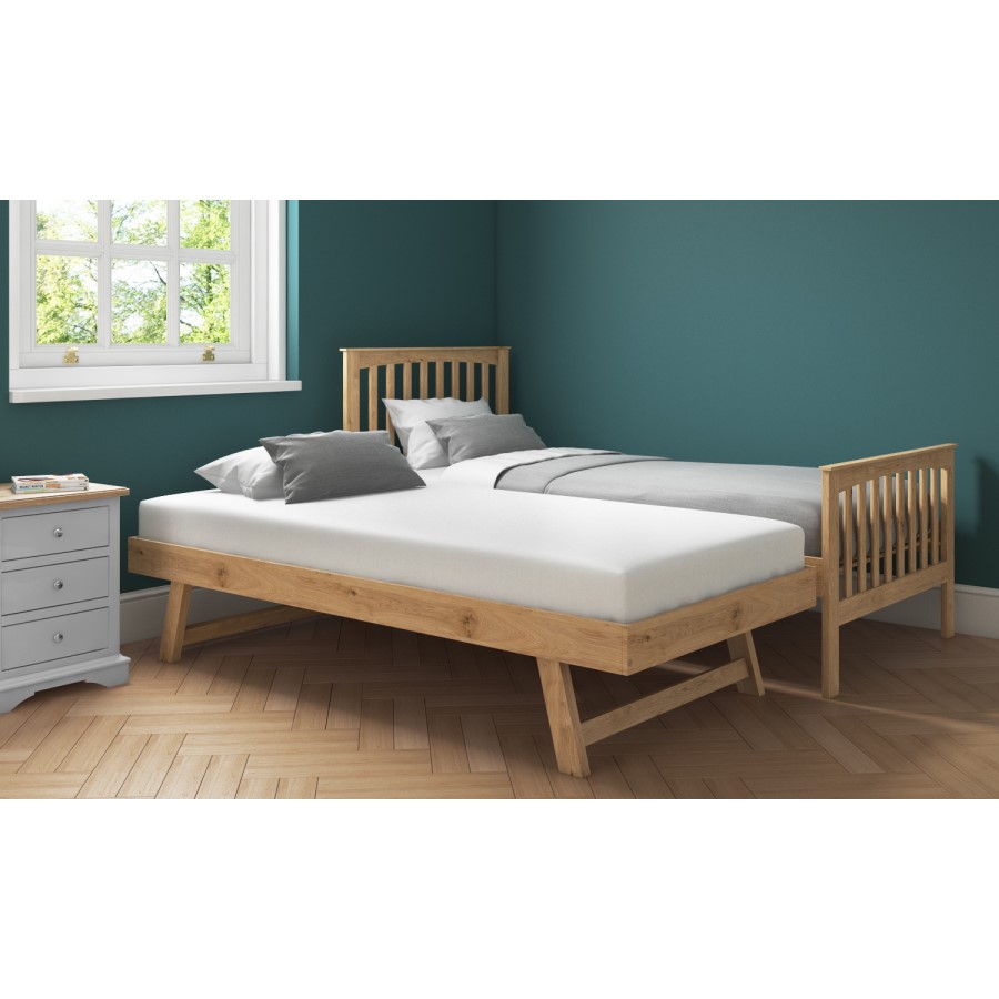 Oxford Single Guest Bed in Pine - Trundle Bed Included