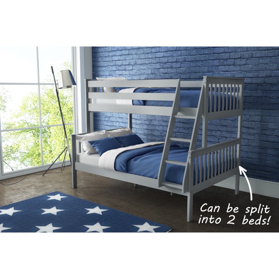 GRADE A1 - Oxford Triple Bunk Bed in Light Grey - Small Double