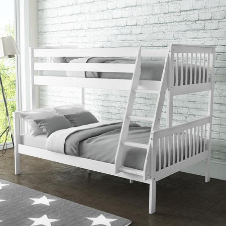 white double bunk bed