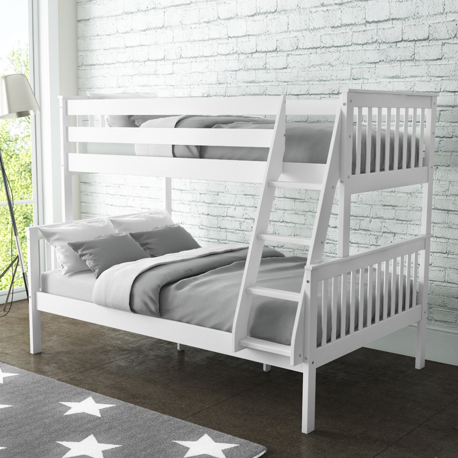 Oxford Triple Bunk Bed In White Small, Bunk Beds With Double Bed On Bottom Uk