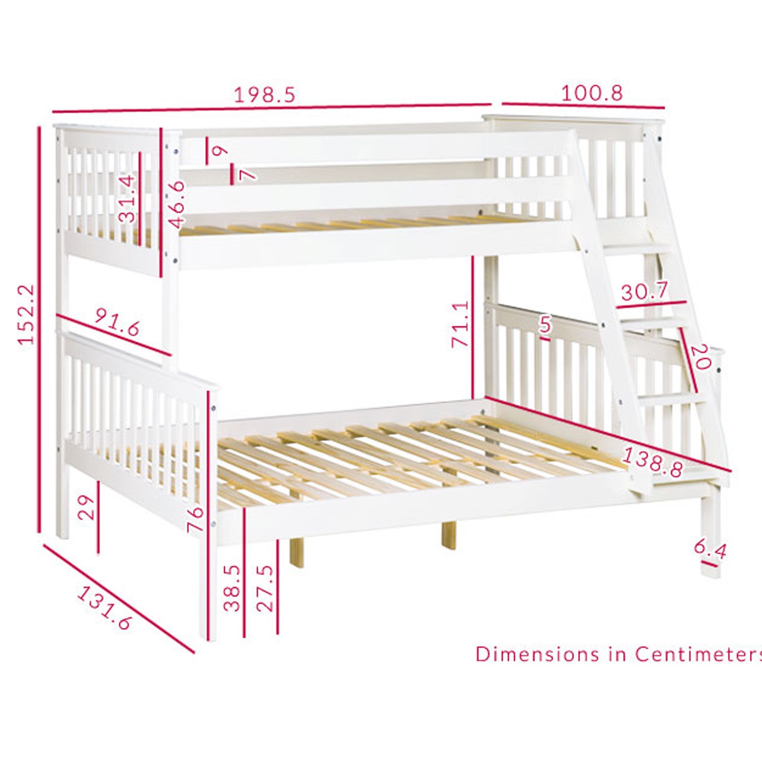 Oxford Triple Bunk Bed In White Small, Narrow Bunk Beds Uk