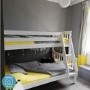 White Wooden Triple Bunk Bed - Single + Small Double - Oxford