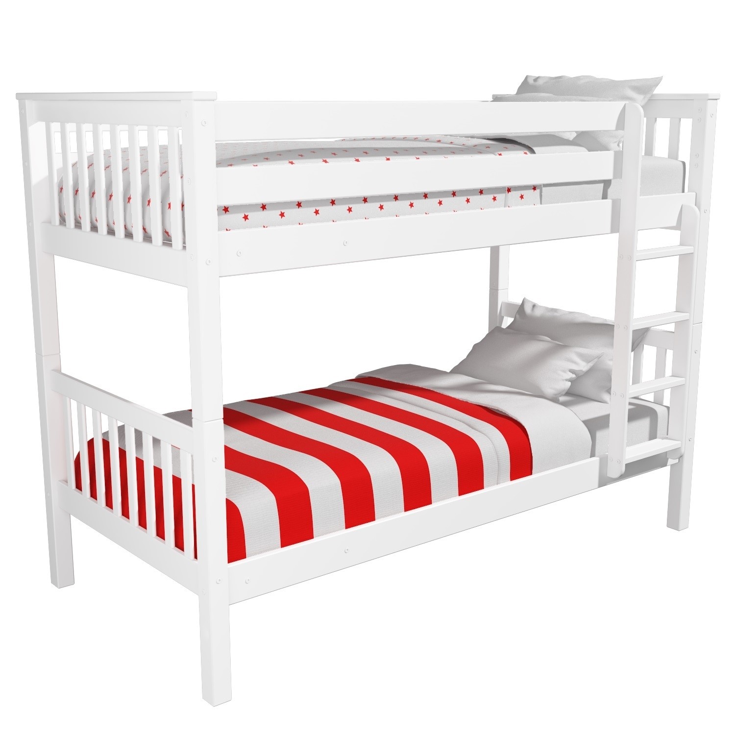 New High Quality Oxford Single Bunk Bed in White Bedroom Furniture 