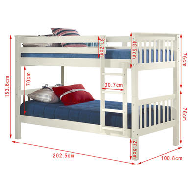 Oxford Single Bunk Bed in White