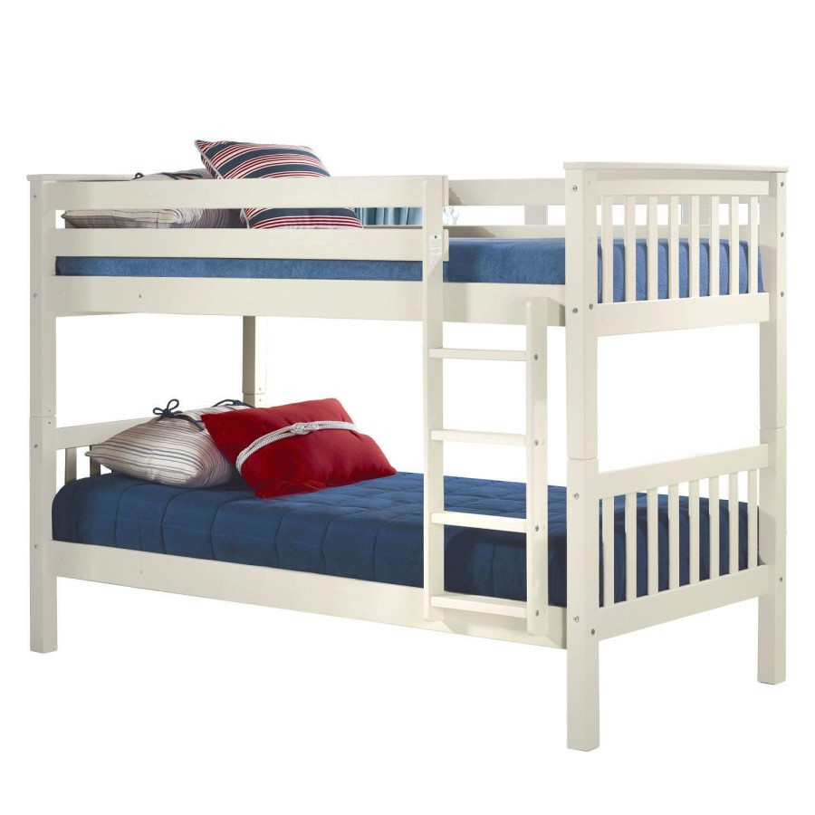 GRADE A1 - Oxford Cream/Stone White Single Bunk Bed - Ladder fixes to either side!